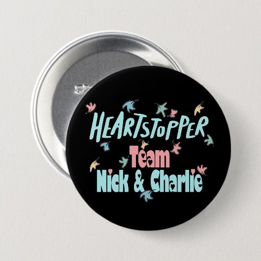 Team Nick en Charlie Black Ronde Button 7,6 Cm (Voorkant /achterkant)