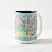 Team Nick en Charlie kleurrijk Tweekleurige Koffiemok (Voorkant rechts)