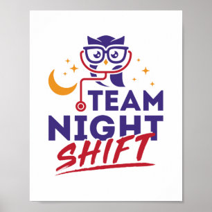 Team Night Shift Hospital Doctor Nurse Personeel Poster