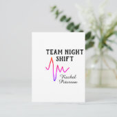 Team night shift nurse doctor medical name heart l briefkaart (Staand voorkant)