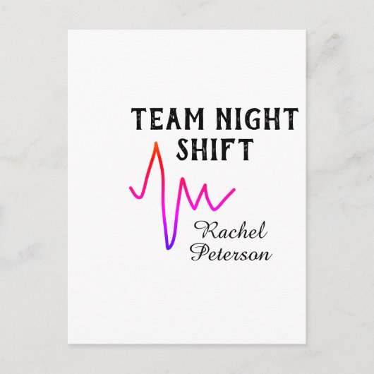 Team night shift nurse doctor medical name heart l briefkaart (Voorkant)