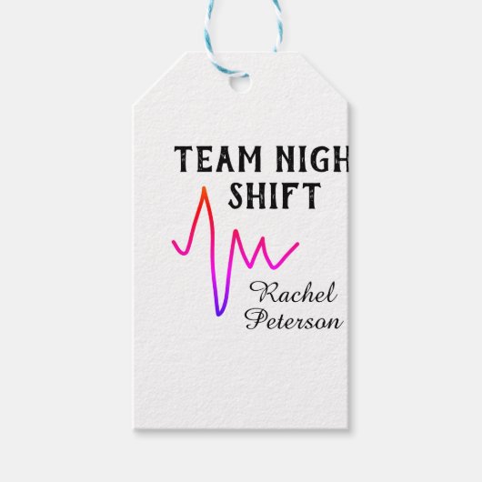 Team night shift nurse doctor medical name heart l cadeaulabel (Voorkant)