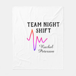 Team night shift nurse doctor medical name heart l fleece deken