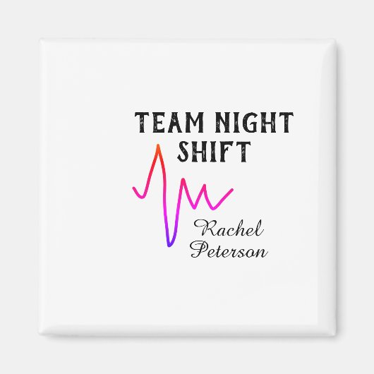 Team night shift nurse doctor medical name heart l magneet (Voorkant)