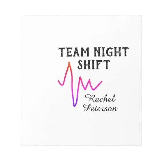 Team night shift nurse doctor medical name heart l notitieblok (Voorkant)