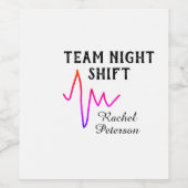 Team night shift nurse doctor medical name heart l wijn etiket (Enkel label)