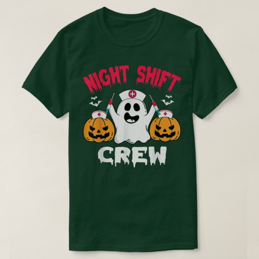 Team Night Shift Nurse Halloween Halloween Scrub t T-shirt (Design voorkant)