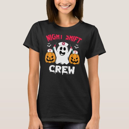 Team Night Shift Zurse Halloween Halloween Scrub T-shirt (Voorkant)