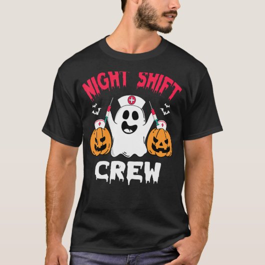 Team Night Shift Zurse Halloween Halloween Scrub T T-shirt (Voorkant)