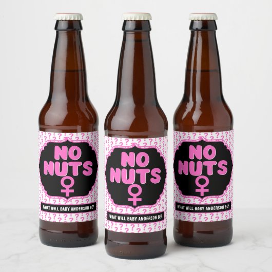 Team No Nuts Funny Gender onthullen Baby shower Bier Etiket (Flessen)