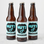 Team Nuts Funny Gender onthulling Baby shower Bier Etiket (Flessen)