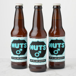 Team Nuts Funny Gender onthulling Baby shower Bier Etiket