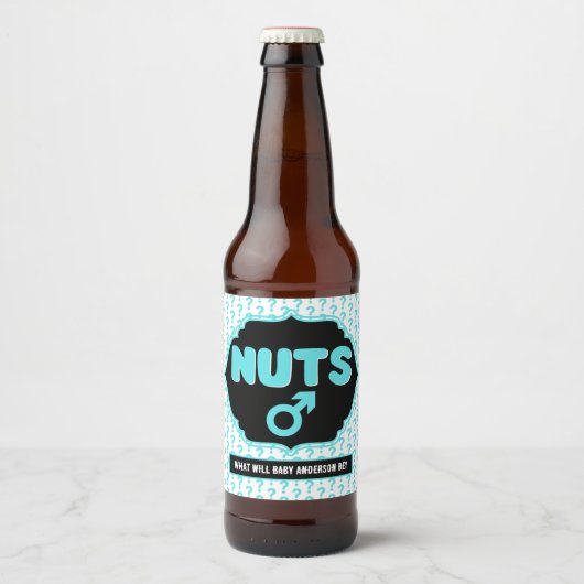 Team Nuts Funny Gender onthulling Baby shower Bier Etiket (Voorkant)