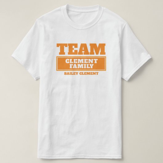Team oranje gepersonaliseerde familie of groep T-s T-shirt (Design voorkant)