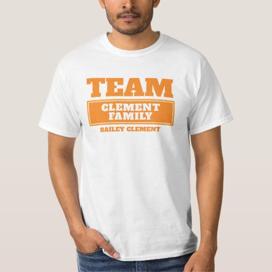 Team oranje gepersonaliseerde familie of groep T-s T-shirt (Voorkant)