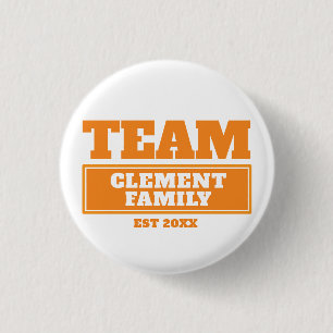 Team oranje gepersonaliseerde familie- of teamknop ronde button 3,2 cm