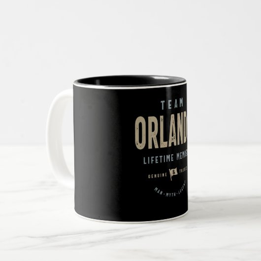 Team Orlando Lifetime Lid Persoonlijke naam Tweekleurige Koffiemok (Voorkant links)