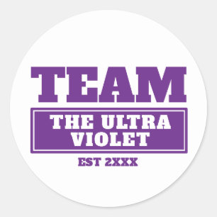 Team paarse gepersonaliseerde familie of team stic ronde sticker