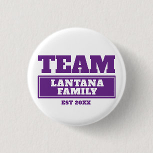 Team paarse gepersonaliseerde familie- of teamknop ronde button 3,2 cm