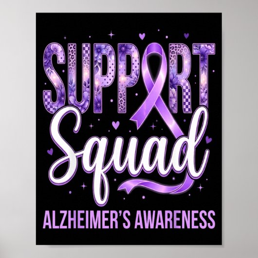 Team paarse lint squad steunteam alzheimer poster (Voorkant)