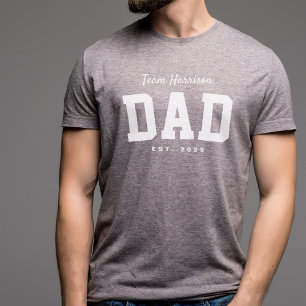 Team papa sportief eenvoudig gepersonaliseerde wit Tri-Blend shirt