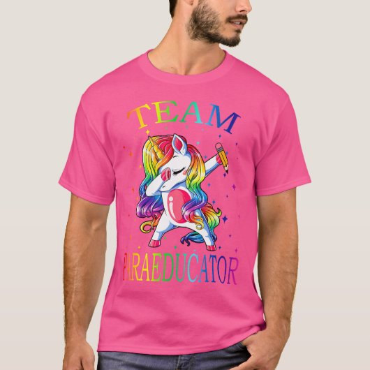 Team Paraeducator Unicorn Grappig Terug naar schoo T-shirt (Voorkant)