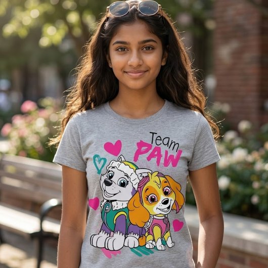Team Paw Moppige Pups Hartjes Grafisch Tri-Blend Shirt