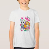 Team Paw Moppige Pups Hartjes Grafisch Tri-Blend Shirt (Voorkant)