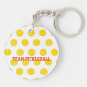 Team Pickleball Yellow Polka Dot Balls Sports Sleutelhanger (Achterkant)
