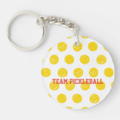 Team Pickleball Yellow Polka Dot Balls Sports Sleutelhanger (Voorkant)