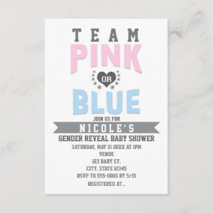 Team PINK of BLUE Gender onthullen Baby shower Kaart