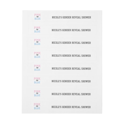 Team PINK of BLUE Gender onthullen Baby shower Omwikkelbaar Adreslabel (Vel)