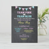 Team Pink of Blue Gender Reveal Baby shower uitnod Kaart (Staand voorkant)