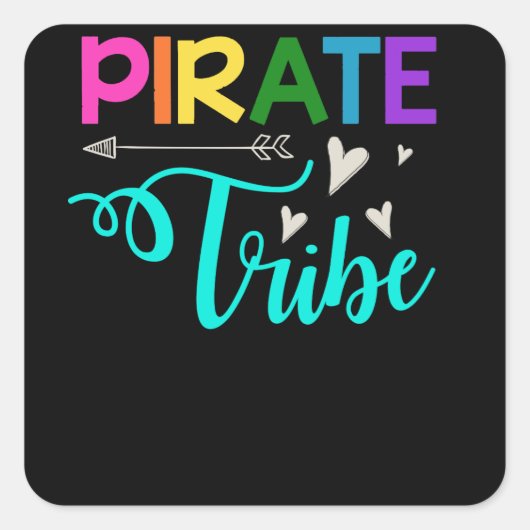 Team Pirate Teacher Tribe terug naar school Vierkante Sticker (Voorkant)