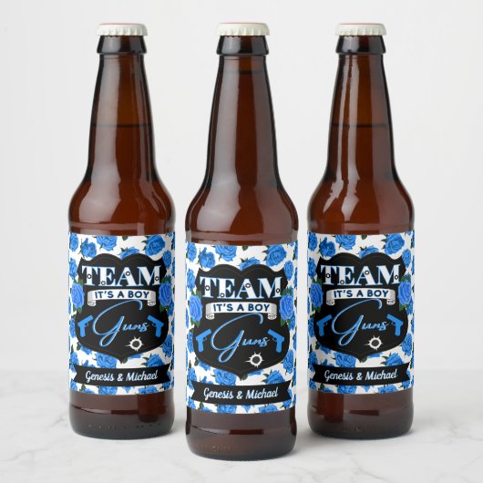 Team PISTOLEN, Pistolen of Rozen Gender Reveal Blu Bier Etiket (Flessen)