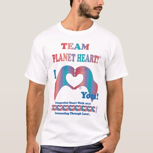 Team Planet Heart voor aangeboren hartslag T-shirt (Voorkant)