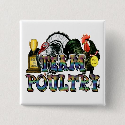 Team Poultry Vierkante Button 5,1 Cm (Voorkant)