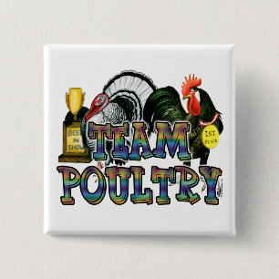 Team Poultry Vierkante Button 5,1 Cm