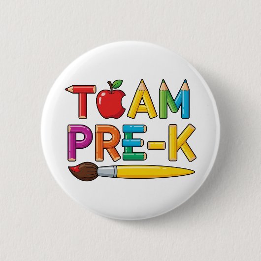 Team Pre-K Kleurrijke School Ronde Button 5,7 Cm (Voorkant)
