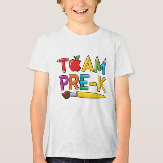Team Pre-K Kleurrijke School Tri-Blend Shirt (Voorkant)