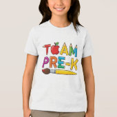 Team Pre-K Kleurrijke School Tri-Blend Shirt (Voorkant)