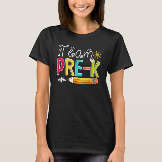 Team Pre-k Pre-school leraar student terug naar Sc T-shirt (Voorkant)