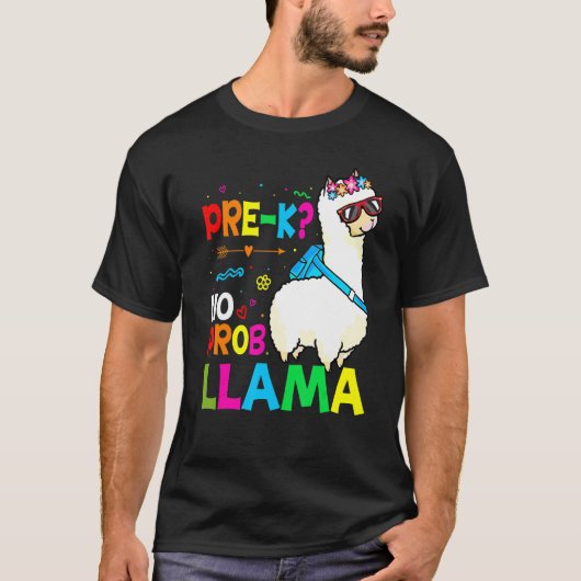 Team Pre K Teacher Rainbow No Prob Llama 100th Day T-shirt (Voorkant)