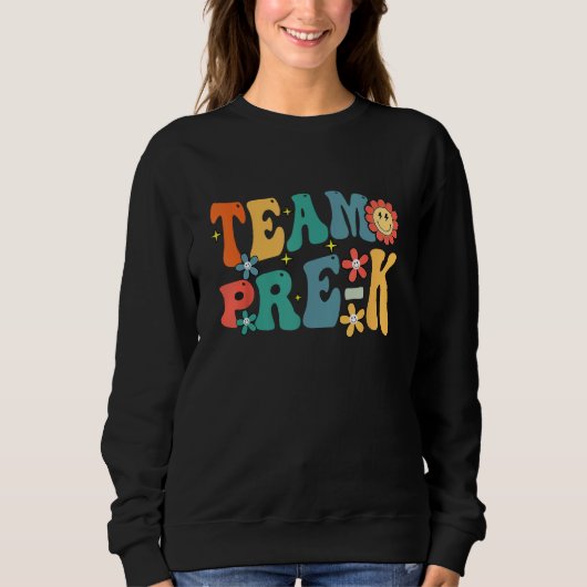 Team Pre K Teacher Student Groovy Back To School F Trui (Voorkant)