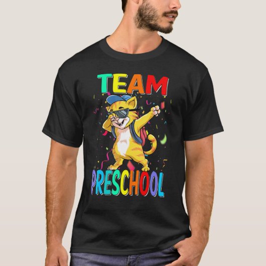 Team Preschool kat terug naar school T-shirt (Voorkant)