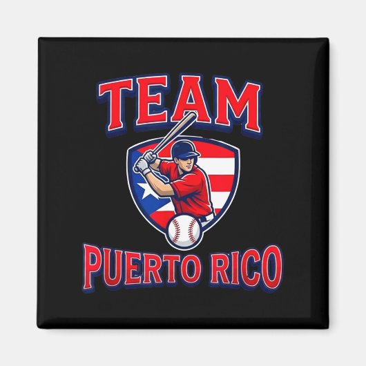 Team Puerto Rico Baseball Flag Patriotic  Magneet (Voorkant)