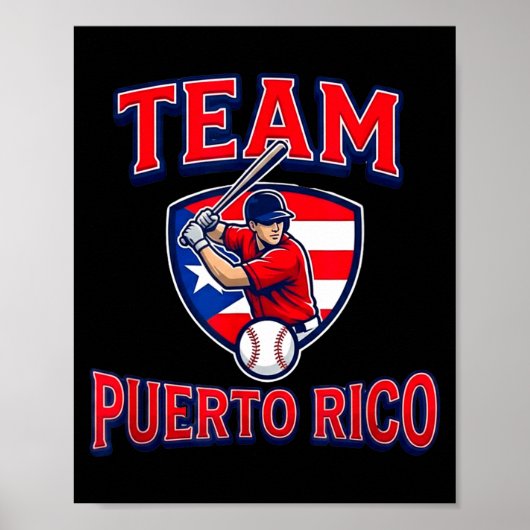 Team Puerto Rico Baseball Flag Patriotic  Poster (Voorkant)