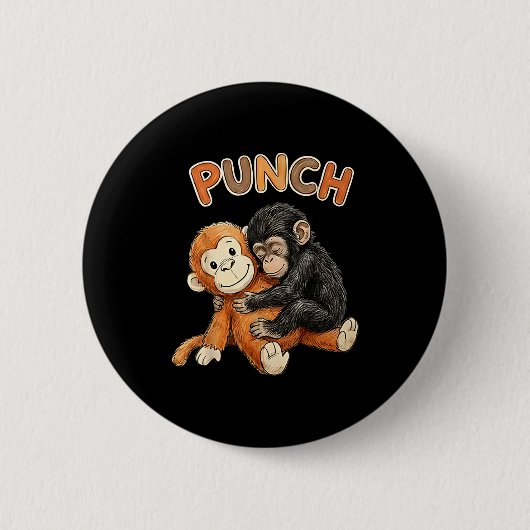 Team punch - baby aap punch ronde button 5,7 cm (Voorkant)