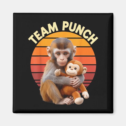 Team Punch Monkey Knuffel Retro Zon Magneet (Voorkant)