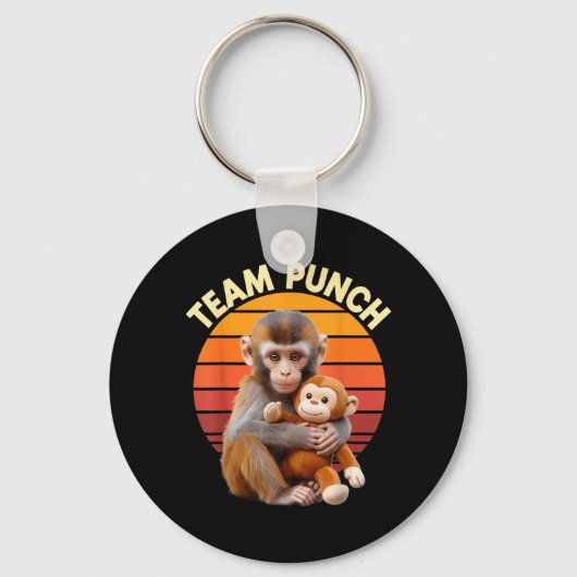 Team Punch Monkey Knuffel Retro Zon Sleutelhanger (Voorkant)